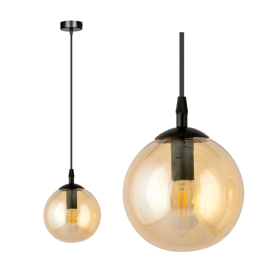 Luster na lanku COSMO 1xE14/10W/230V pr. 14 cm čierna/béžová