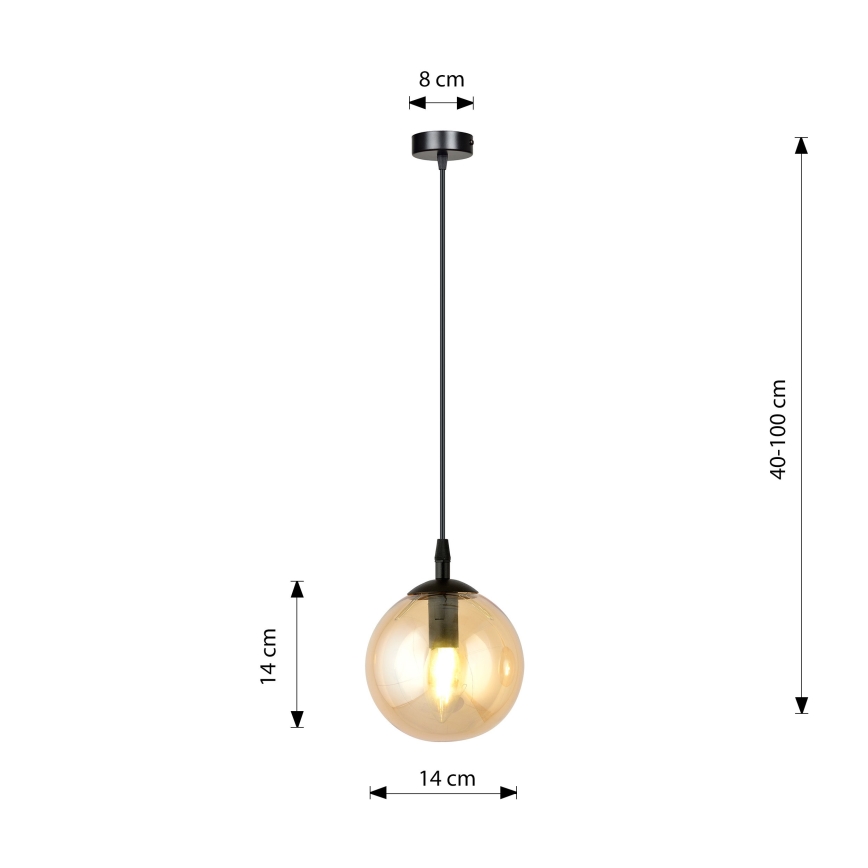 Luster na lanku COSMO 1xE14/10W/230V pr. 14 cm čierna/béžová