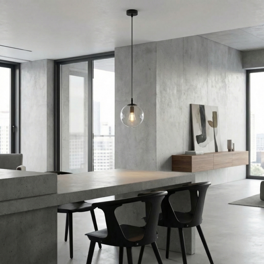 Luster na lanku COSMO 1xE14/10W/230V pr. 14 cm čierna/číra