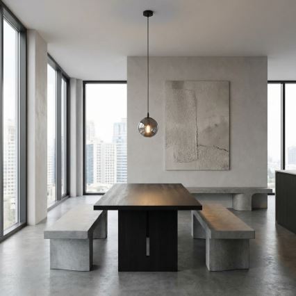 Luster na lanku COSMO 1xE14/10W/230V pr. 14 cm čierna/šedá