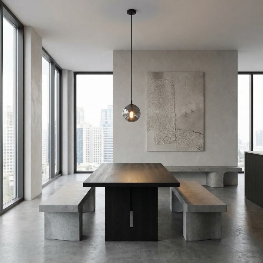 Luster na lanku COSMO 1xE14/10W/230V pr. 14 cm čierna/šedá