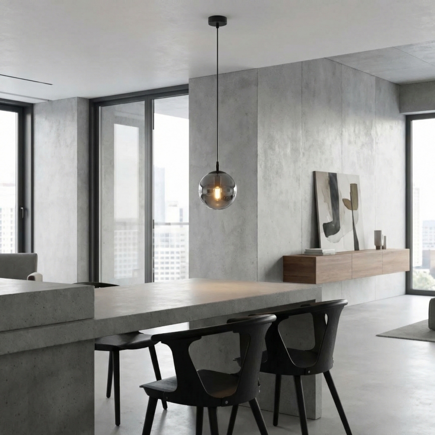 Luster na lanku COSMO 1xE14/10W/230V pr. 14 cm čierna/šedá