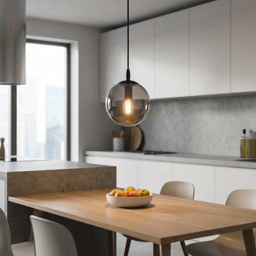 Luster na lanku COSMO 1xE14/10W/230V pr. 14 cm čierna/šedá