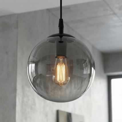 Luster na lanku COSMO 1xE14/10W/230V pr. 14 cm čierna/šedá