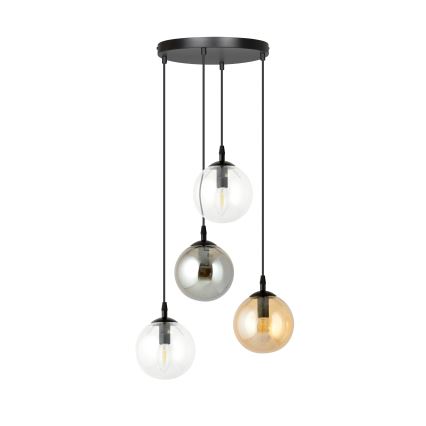 Luster na lanku COSMO 4xE14/10W/230V pr. 40 cm čierna/šedá/béžová/číra