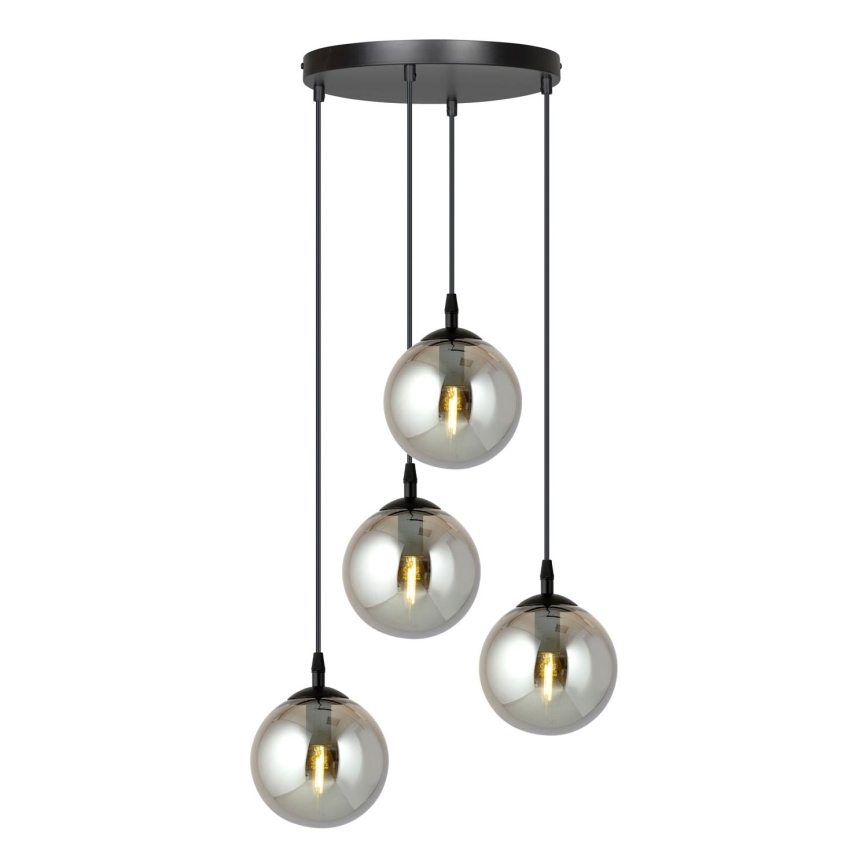 Luster na lanku COSMO 4xE14/10W/230V pr. 40 cm čierna/šedá