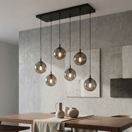 Luster na lanku COSMO 6xE14/10W/230V čierna/šedá