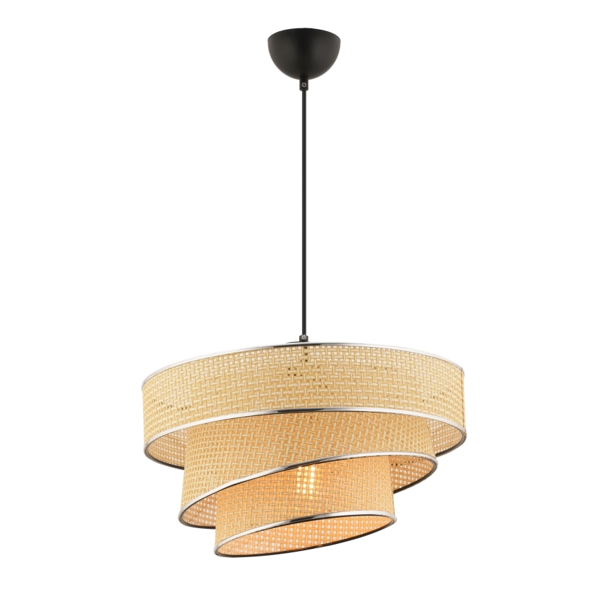Luster na lanku COUPER 1xE27/60W/230V béžový/lesklý chróm
