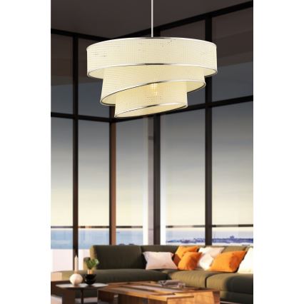 Luster na lanku COUPER 1xE27/60W/230V biela/lesklý chróm