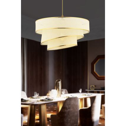 Luster na lanku COUPER 1xE27/60W/230V biela/zlatá