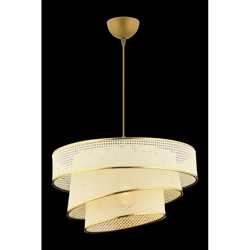 Luster na lanku COUPER 1xE27/60W/230V biela/zlatá