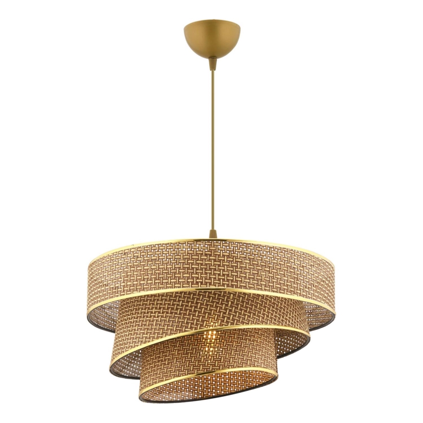 Luster na lanku COUPER 1xE27/60W/230V hnedá/zlatá