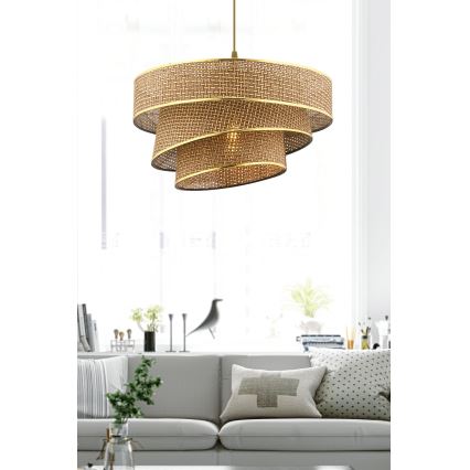 Luster na lanku COUPER 1xE27/60W/230V hnedá/zlatá