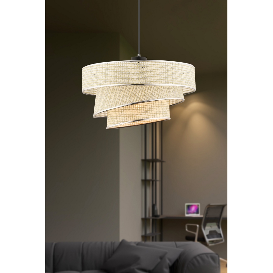 Luster na lanku COUPER 1xE27/60W/230V krémová/lesklý chróm