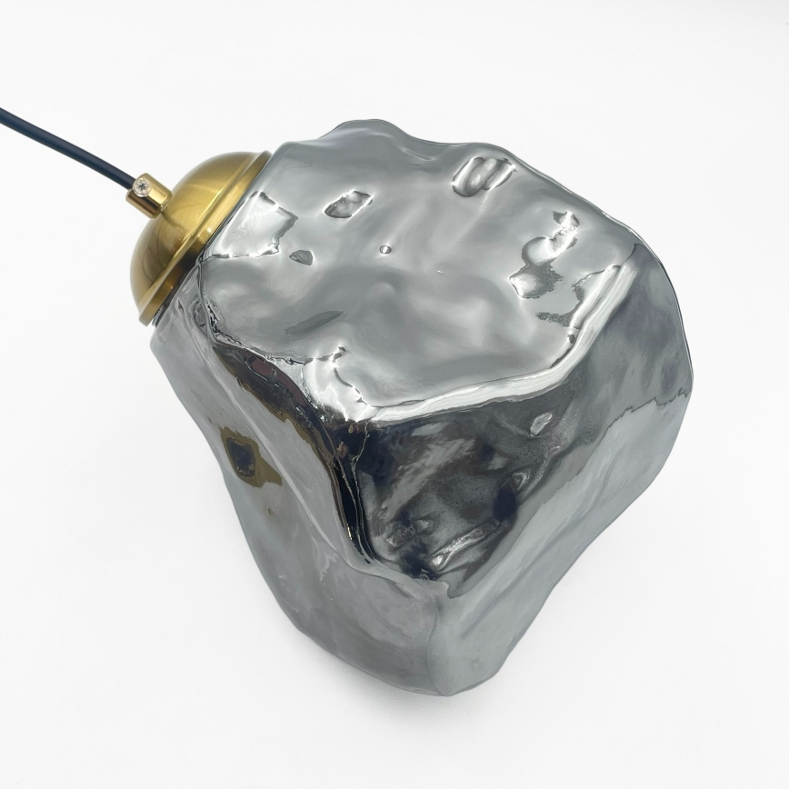 Luster na lanku CRISTAL 3xE14/15W/230V mosadz/dymová čierna