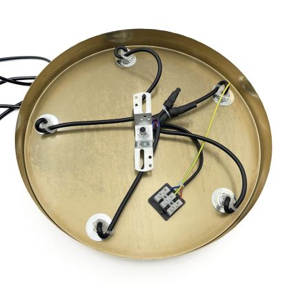 Luster na lanku CRISTAL 5xE14/15W/230V mosadz/dymová čierna