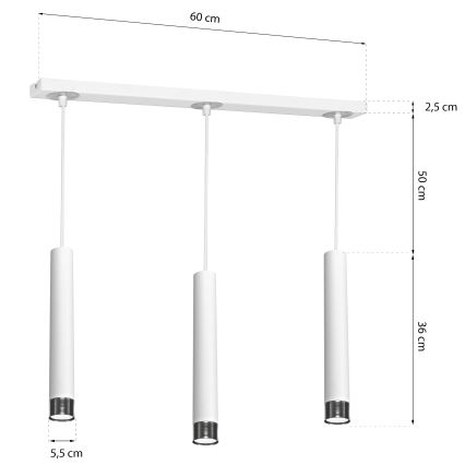 Luster na lanku DANI 3xGU10/8W/230V