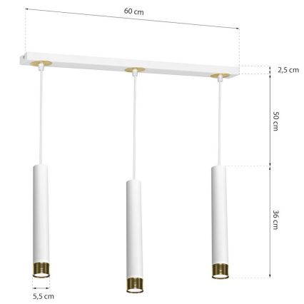 Luster na lanku DANI 3xGU10/8W/230V