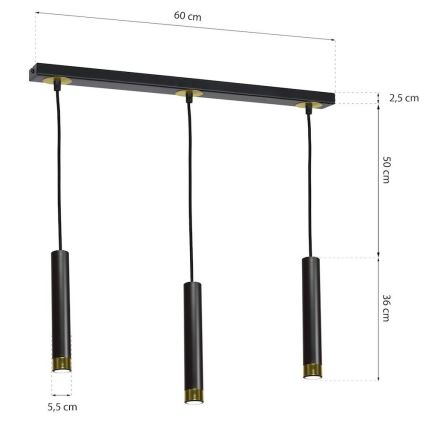 Luster na lanku DANI 3xGU10/8W/230V