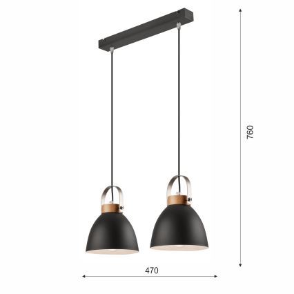 Luster na lanku DANIELLE 2xE27/60W/230V buk