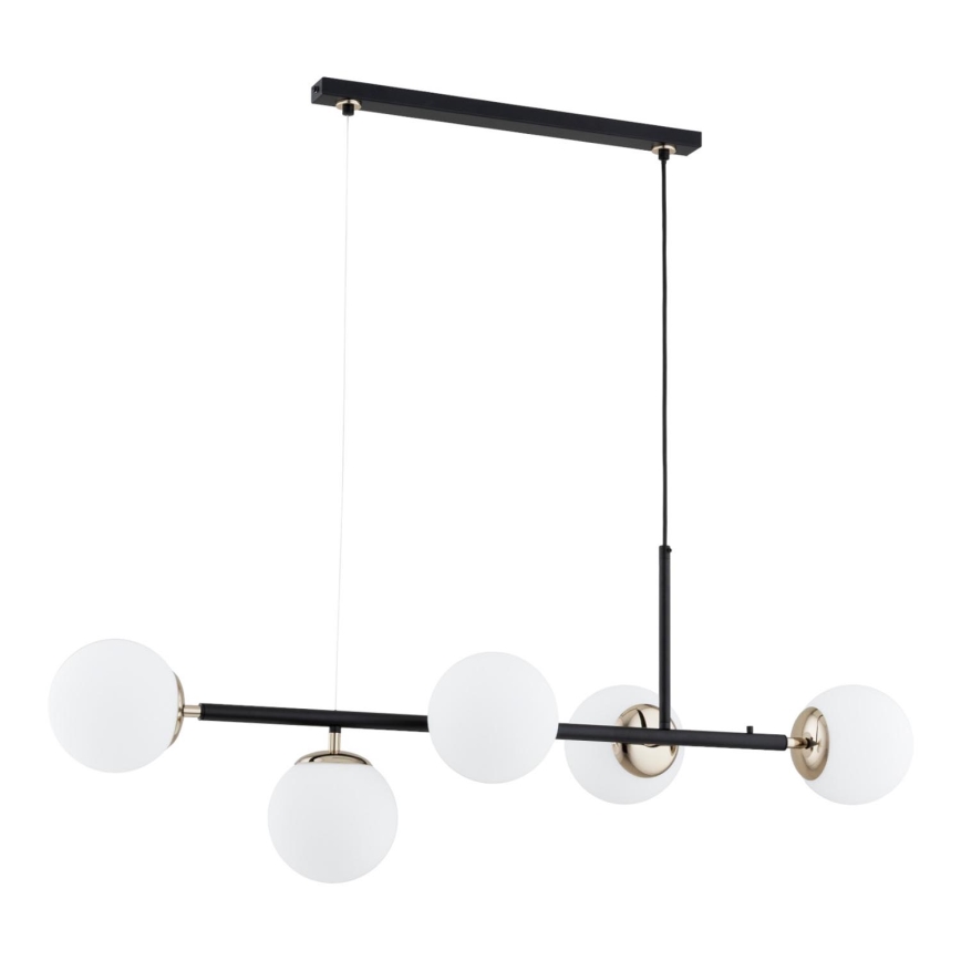 Luster na lanku DANSA 5xE14/10W/230V čierna/zlatá