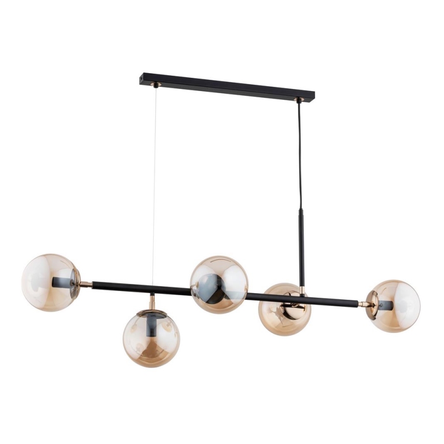 Luster na lanku DANSA 5xE14/10W/230V mosadz/čierna