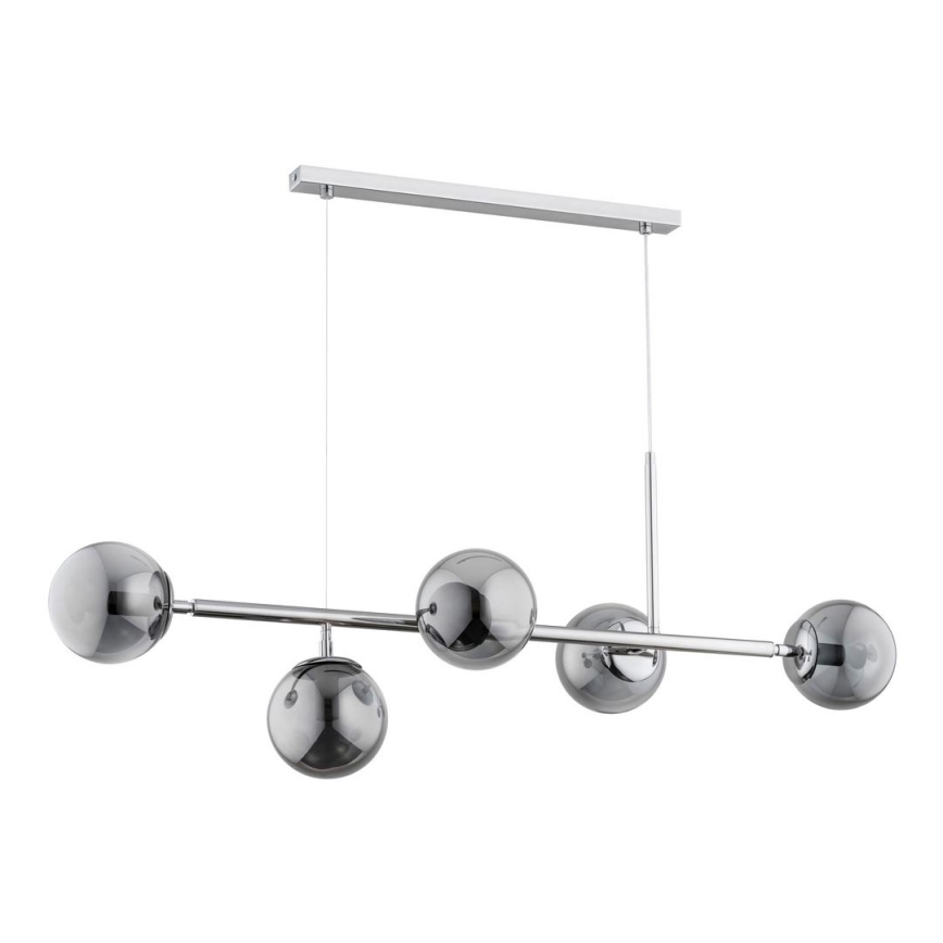 Luster na lanku DANSA 5xE14/10W/230V šedá/lesklý chróm