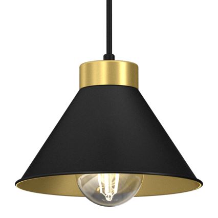 Luster na lanku DEMET 1xE27/60W/230V čierna/zlatá