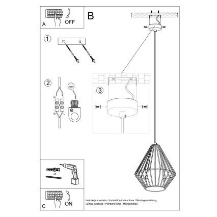 Luster na lanku DEMI 1xE27/60W/230V biela