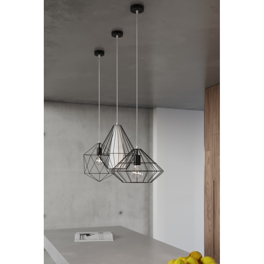 Luster na lanku DEMI 1xE27/60W/230V čierna/biela