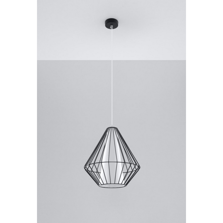 Luster na lanku DEMI 1xE27/60W/230V čierna/biela