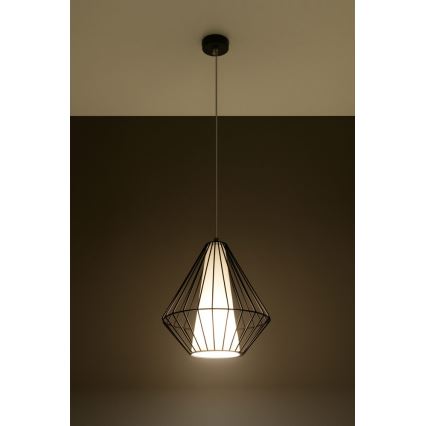 Luster na lanku DEMI 1xE27/60W/230V čierna/biela