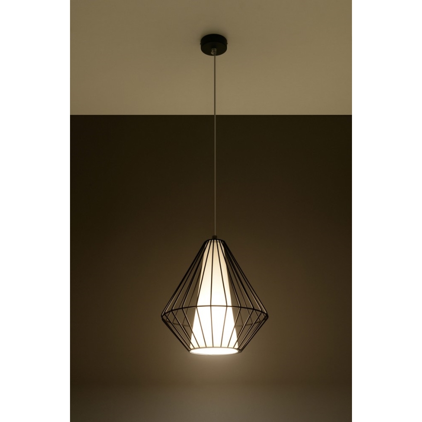 Luster na lanku DEMI 1xE27/60W/230V čierna/biela