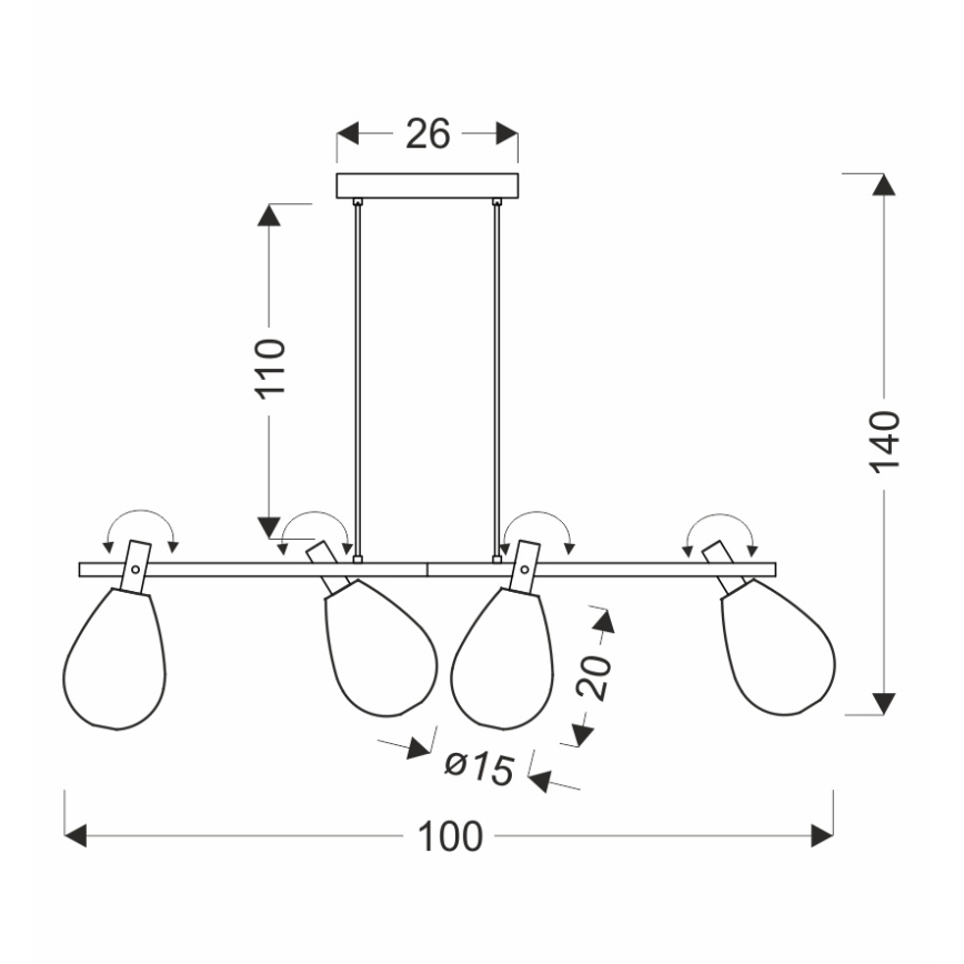 Luster na lanku DENSO 4xG9/5W/230V čierny chróm/medená