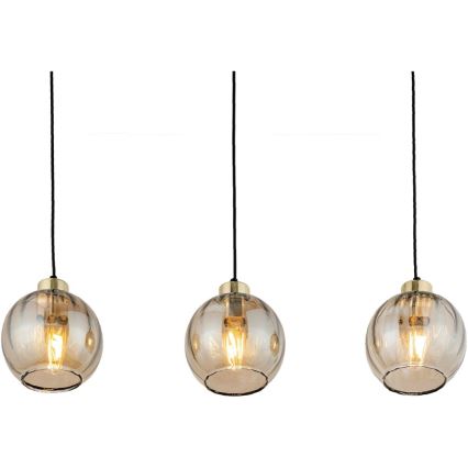 Luster na lanku DEVI 3xE27/15W/230V čierna/dymová béžová