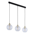 Luster na lanku DEVON 3xE27/15W/230V čierna/priehľadná