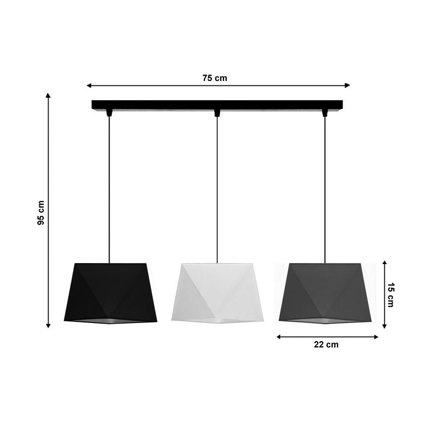 Luster na lanku DIAMENT 3xE27/60W/230V