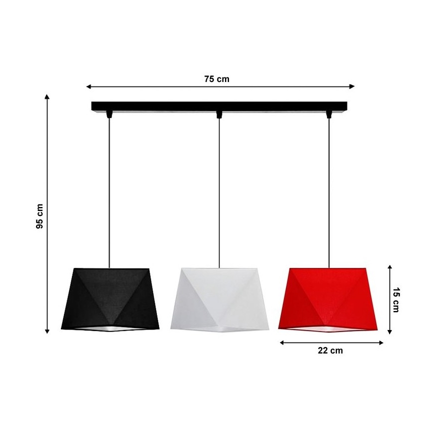Luster na lanku DIAMENT 3xE27/60W/230V