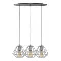 Luster na lanku DIAMOND 3xE27/60W/230V šedá
