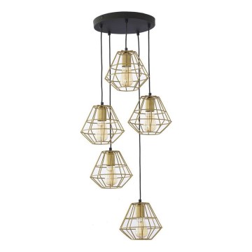 Luster na lanku DIAMOND 5xE27/15W/230V čierna/zlatá