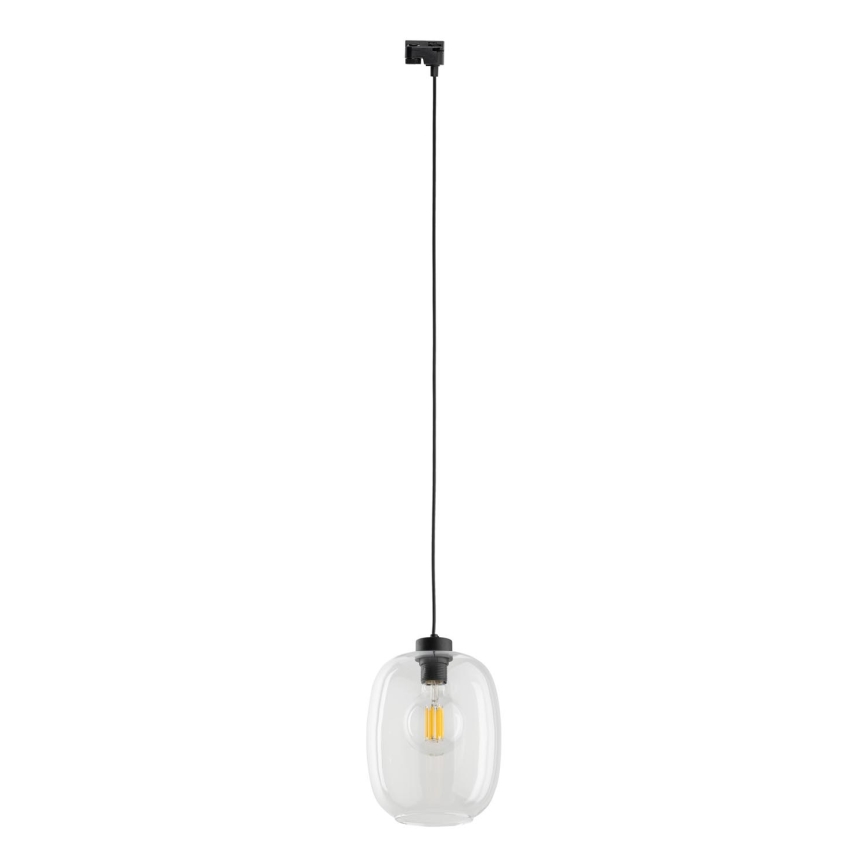 Luster na lanku do 1-fázového lištového systému ELIO 1xE27/15W/230V čierna/číra