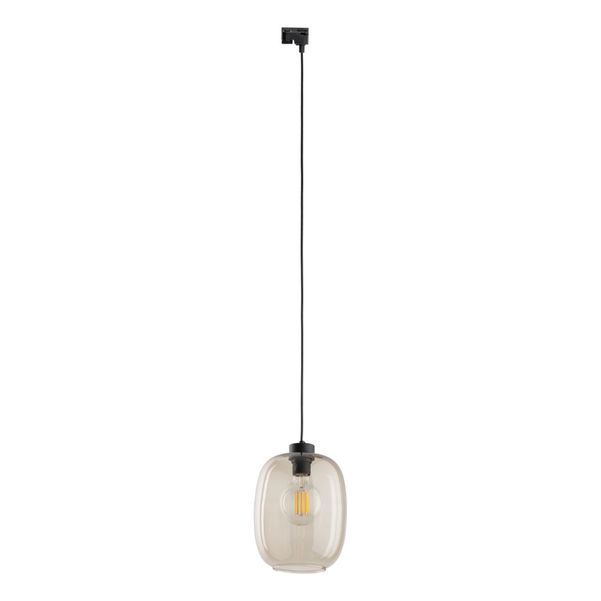 Luster na lanku do 1-fázového lištového systému ELIO 1xE27/15W/230V čierna/dymová béžová
