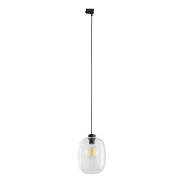 Luster na lanku do 3-fázového lištového systému ELIO 1xE27/15W/230V čierna/číra