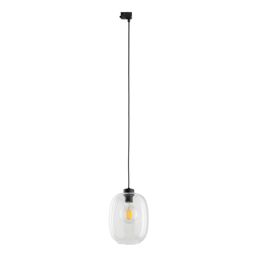 Luster na lanku do 3-fázového lištového systému ELIO 1xE27/15W/230V čierna/číra