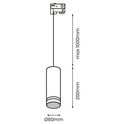 Luster na lanku do 3-fázového lištového systému PIPE 1xGU10/25W/230V biela