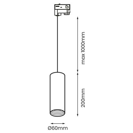 Luster na lanku do 3-fázového lištového systému PIPE 1xGU10/25W/230V biela