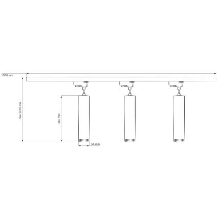 Luster na lanku do lištového systému MARIBEL 3xGU10/10W/230V + 1 m lištový systém biela