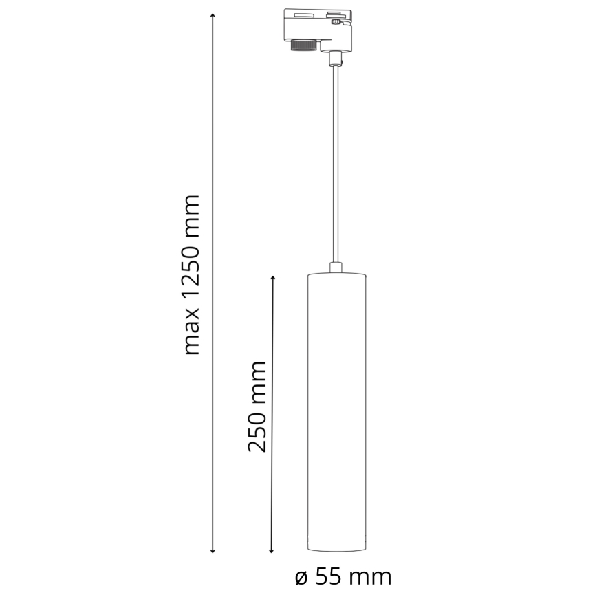 Luster na lanku do lištového systému MARIBEL 3xGU10/10W/230V + 1 m lištový systém čierna