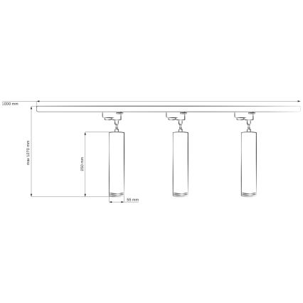 Luster na lanku do lištového systému MARIBEL 3xGU10/10W/230V + 1 m lištový systém čierna