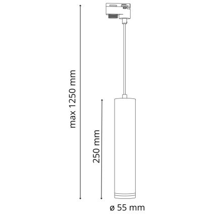 Luster na lanku do lištového systému PARIS 3xGU10/10W/230V + 1 m lištový systém biela